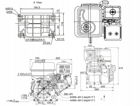 Silnik LONCIN G270FC, 9KM, wał 25,4mm zagęszczarka